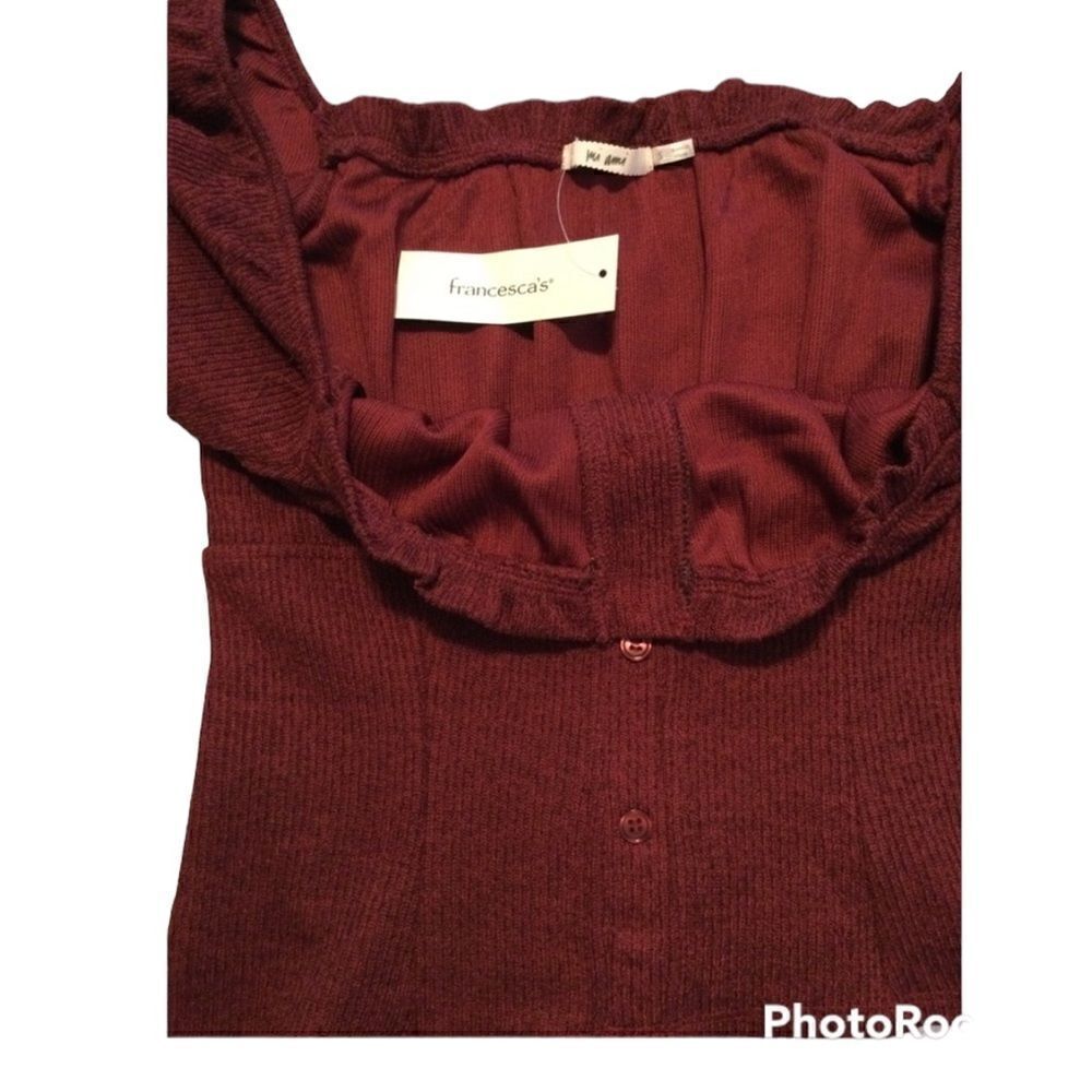FRANCESCA’S Mi Ami Button Down Off the Shoulder Top Size Small - Picture 4 of 4